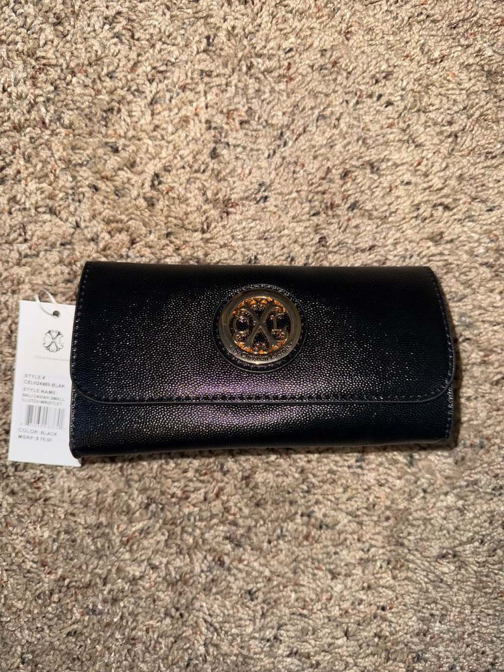 Christian Lacroix Bali Caviar Small Clutch Wristlet Black